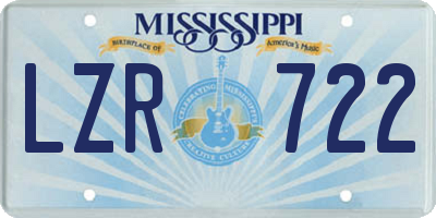 MS license plate LZR722