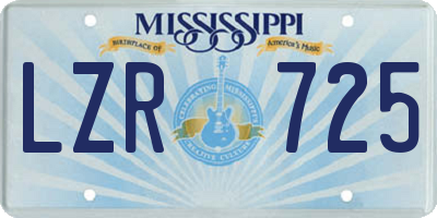 MS license plate LZR725