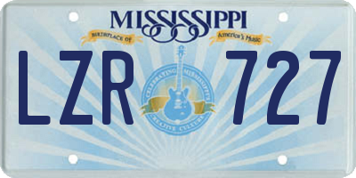 MS license plate LZR727