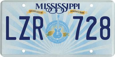 MS license plate LZR728