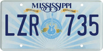 MS license plate LZR735