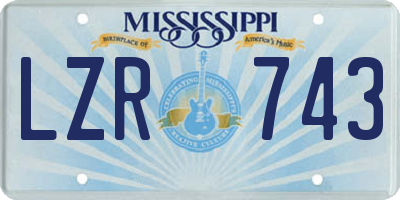MS license plate LZR743