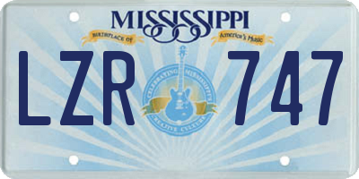 MS license plate LZR747