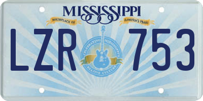 MS license plate LZR753