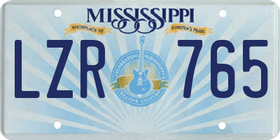 MS license plate LZR765