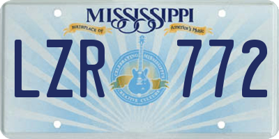 MS license plate LZR772