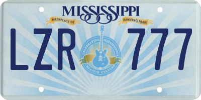 MS license plate LZR777