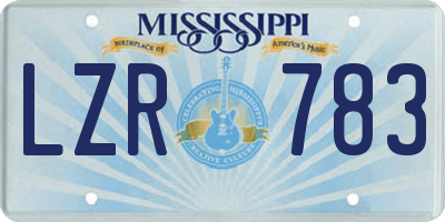 MS license plate LZR783