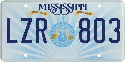 MS license plate LZR803