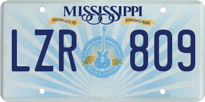 MS license plate LZR809
