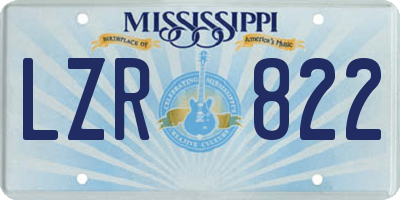 MS license plate LZR822