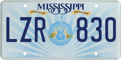 MS license plate LZR830