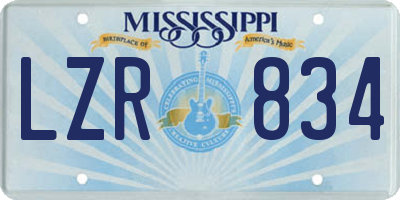 MS license plate LZR834