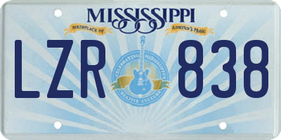 MS license plate LZR838
