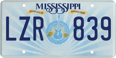 MS license plate LZR839