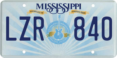 MS license plate LZR840