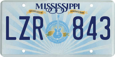 MS license plate LZR843