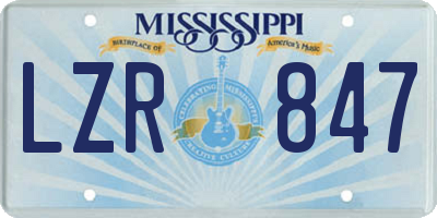 MS license plate LZR847