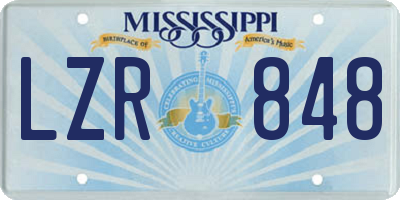 MS license plate LZR848