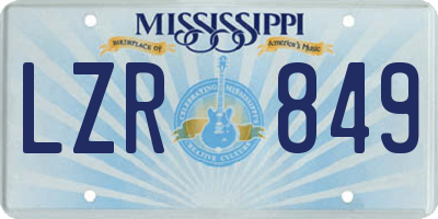 MS license plate LZR849