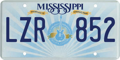 MS license plate LZR852