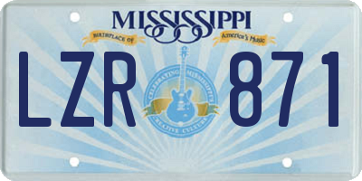 MS license plate LZR871