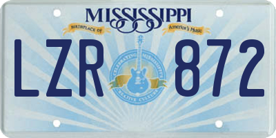 MS license plate LZR872