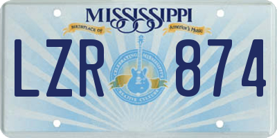 MS license plate LZR874