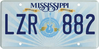 MS license plate LZR882
