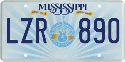 MS license plate LZR890