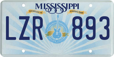 MS license plate LZR893
