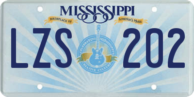 MS license plate LZS202