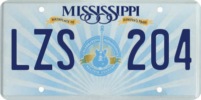 MS license plate LZS204