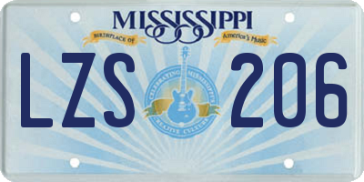 MS license plate LZS206