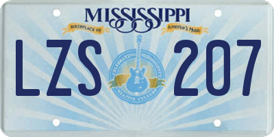 MS license plate LZS207