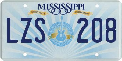 MS license plate LZS208