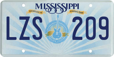 MS license plate LZS209
