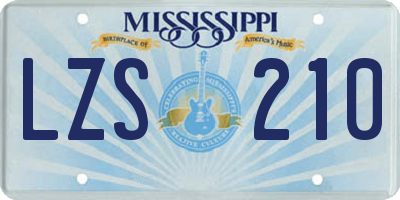 MS license plate LZS210