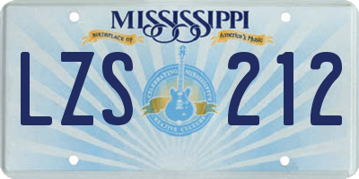 MS license plate LZS212