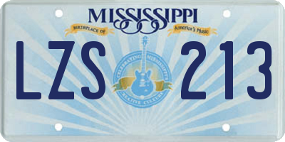 MS license plate LZS213