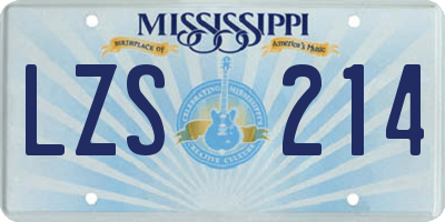 MS license plate LZS214
