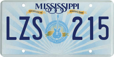 MS license plate LZS215