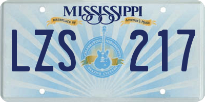 MS license plate LZS217