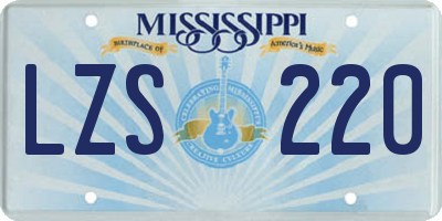 MS license plate LZS220