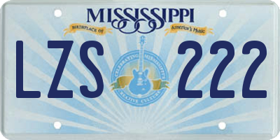 MS license plate LZS222