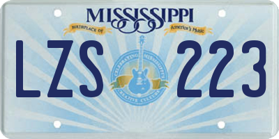 MS license plate LZS223