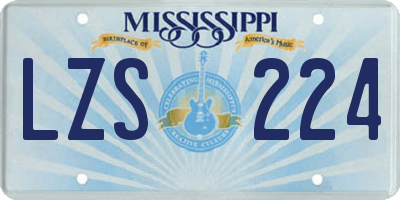 MS license plate LZS224