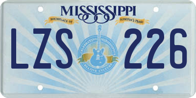 MS license plate LZS226