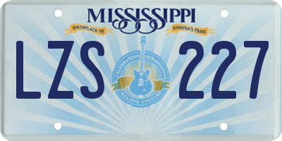MS license plate LZS227