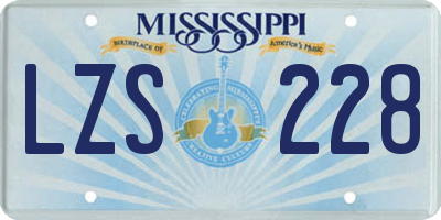 MS license plate LZS228